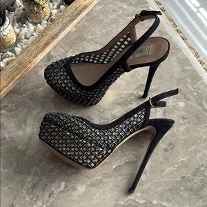 Valentino Black Mesh Stiletto Heels